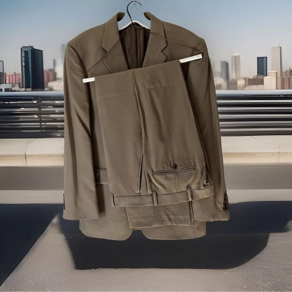 Austin Reed Men’s Tan Solid 3 Button Classic Fit Suit. Excellent condition. - Picture 8 of 11